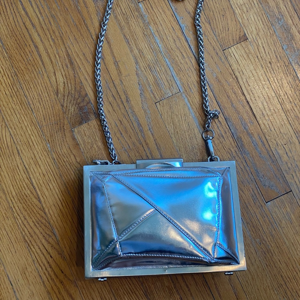 Rare Anne Valerie Hash Metallic Silver Crossbody Bag